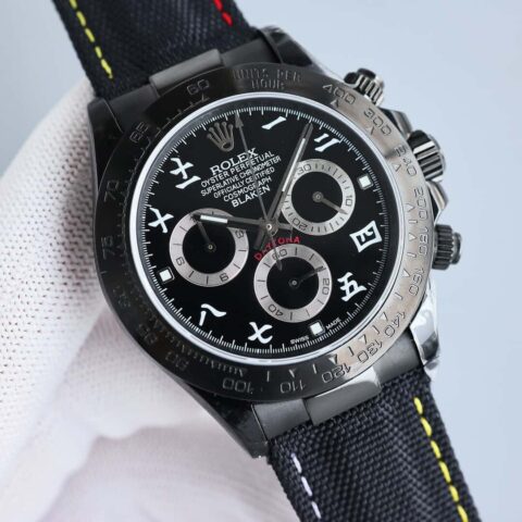 全黑钢迪通拿超薄升级12.3mm迪通拿魔术贴便捷表带款式7750超薄机芯机械腕表