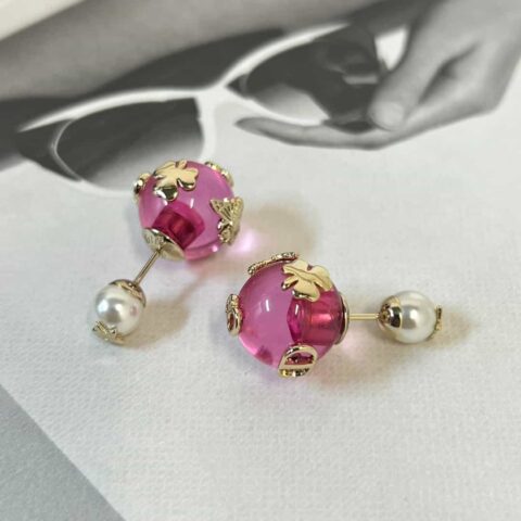新款☑️DIOR迪奥珍珠粉色珠耳钉耳环