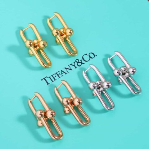 新款☑️TIFFANY&Co.蒂芙尼Tiffany HardWear 系列双环马蹄扣耳钉耳环