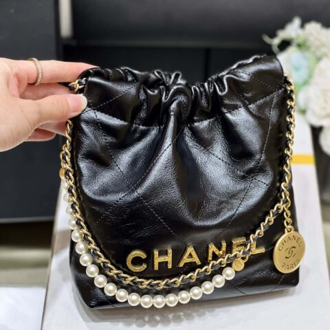 CHANEL 23S 春夏系列 mini 珍珠22 bag AS3980黑色