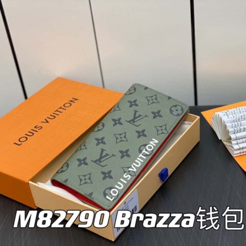 【原单精品】M82790绿色 丝印西装夹钱包系列 Brazza钱包