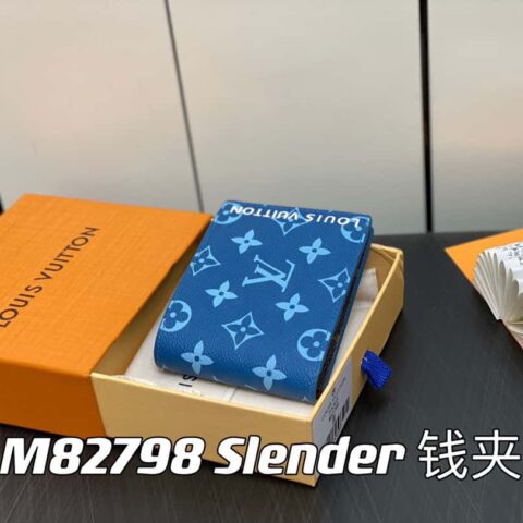 【原单精品】M82798蓝色 丝印西装夹钱包系列 Slender 钱夹