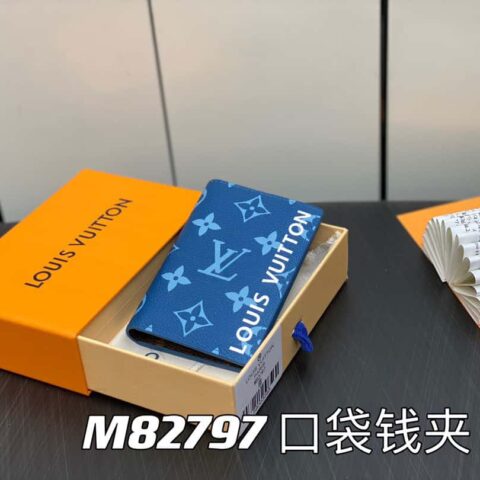 【原单精品】M82797蓝色 丝印卡包钱包系列 口袋钱夹