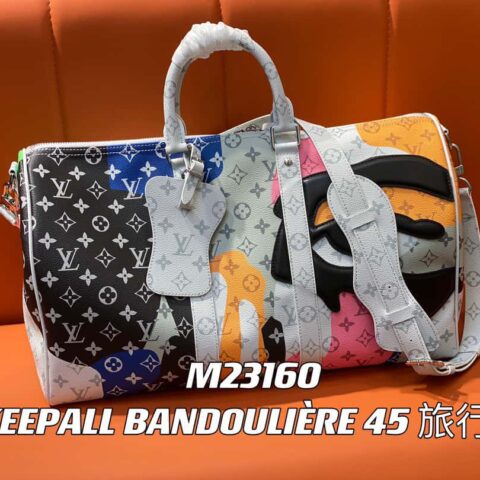 【原单精品】M23160白花（眼睛系列） 旅行袋系列 KEEPALL BANDOULIÈRE 45 旅行袋