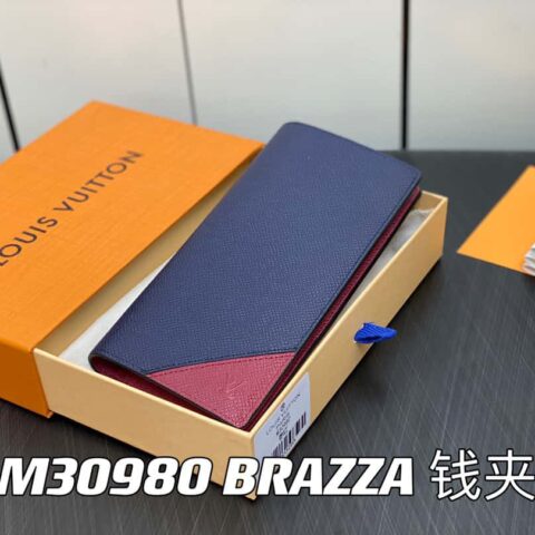 【原单精品】M30980枣红 全皮西装夹系列 BRAZZA 钱夹