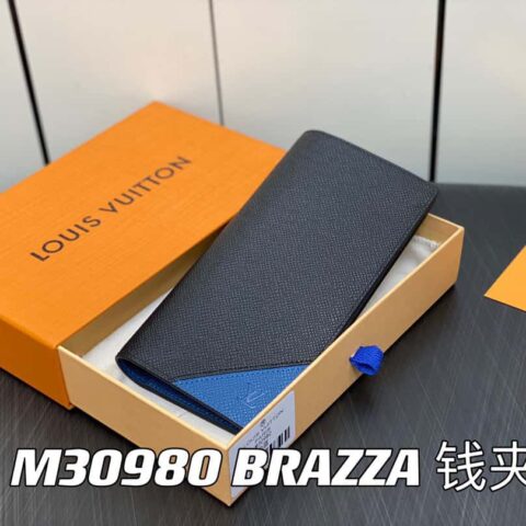 【原单精品】M30980中蓝 全皮西装夹系列 BRAZZA 钱夹