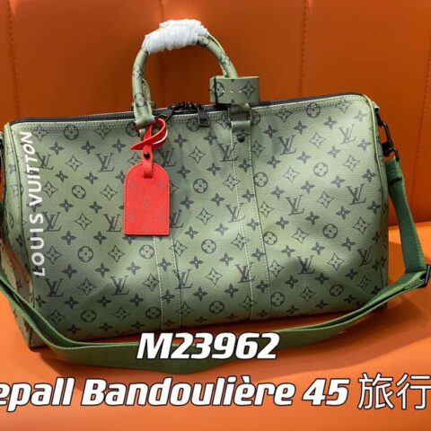 【原单精品】M23962绿色丝印 旅行袋系列 Keepall Bandoulière 45 旅行袋