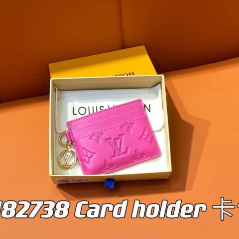 【原单精品】M82738玫红 全皮卡包钱包系列 Card holder 卡包