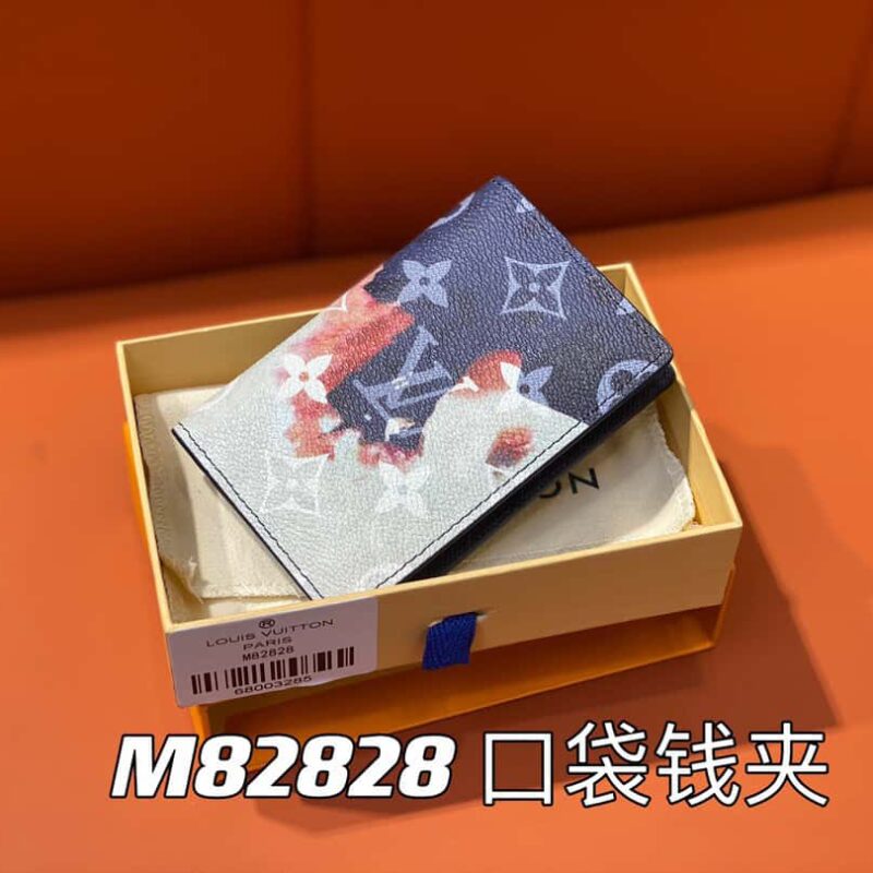 【原单精品】M82828蓝色 火焰卡包钱包系列 口袋钱夹拼接