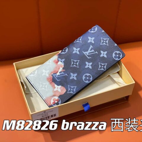 【原单精品】M82826蓝色 火焰西装夹 长款钱包系列 brazza 西装夹