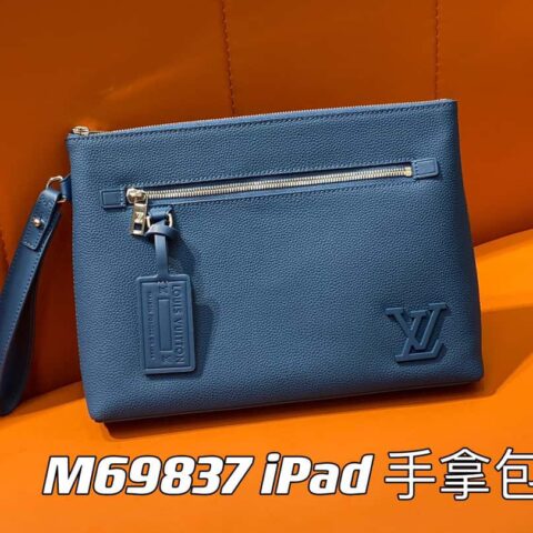 【原单精品】M69837深蓝色 全皮手包手拿包系列 iPad 手拿包 M81375军绿色 M69837 黑色 M69837灰色M82270蓝色