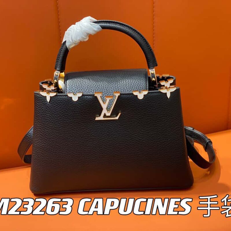 【原单精品】M23263黑色 全皮cap那英款系列  CAPUCINES 中号手袋Capucines BB Flower Crown 手袋