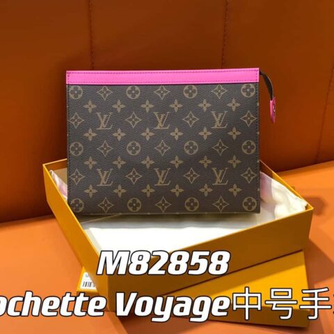 【原单精品】M61692老花玫红 M82858 手包手拿包系列 Pochette Voyage中号手袋