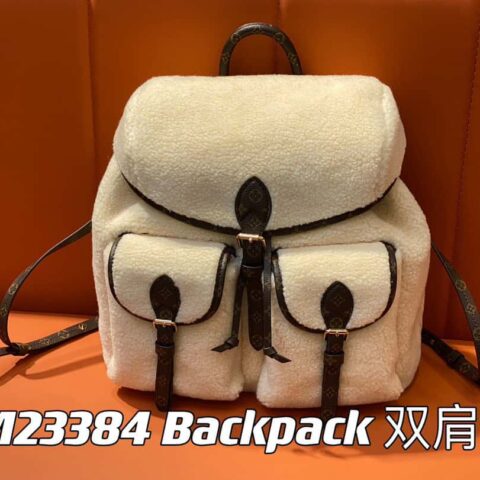 【原单精品】M23384米白色 羊羔绒双肩包系列 Backpack 双肩包