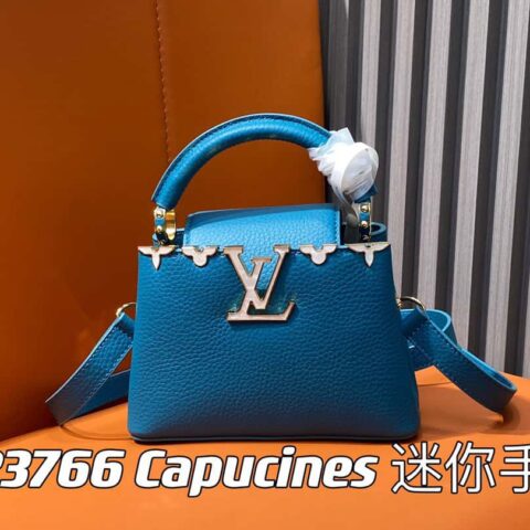 【原单精品】M23766蓝色花冠 全皮cap那英款系列 Capucines 迷你手袋 本款Capucines Flower Crown 手袋