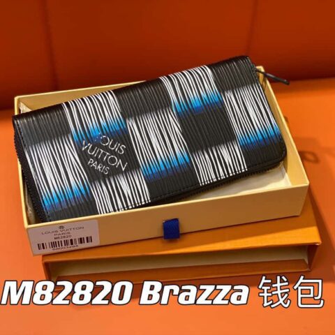 【原单精品】M82820格子 全皮单拉链钱包系列 秋冬新款单拉 Brazza 钱包