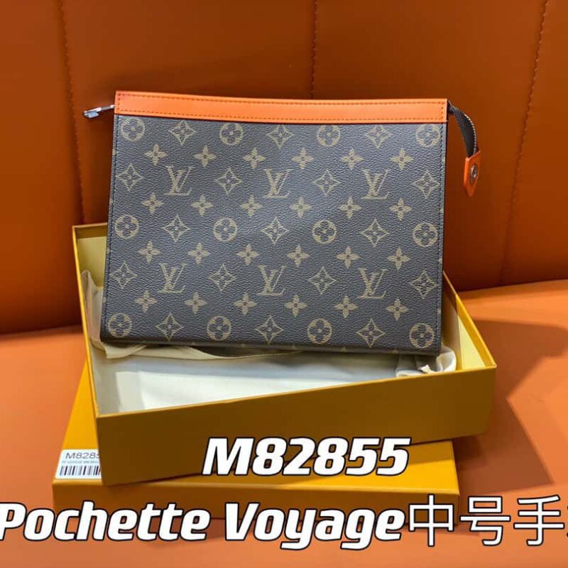 【原单精品】M61692老花橙色 M82855 手包手拿包系列 Pochette Voyage中号手袋