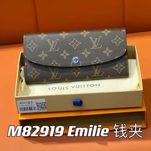 【原单精品】M82919 老花蓝色 翻盖钱包系列 Emilie 钱夹 m82919 m82920