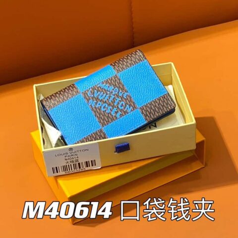 【原单精品】M40614蓝色大格子 口袋钱夹钱包