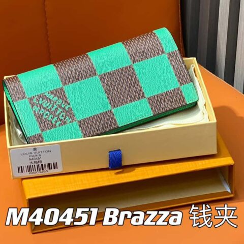 【原单精品】M40451绿色大格子 西装夹钱包系列 Brazza 钱夹