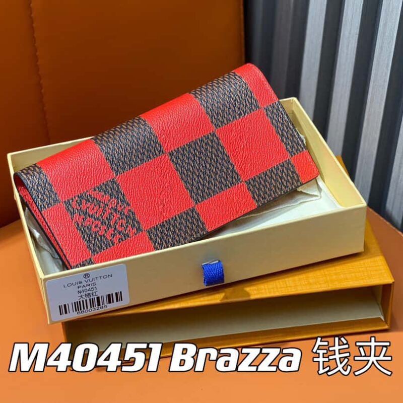 【原单精品】M40451红色大格子 西装夹钱包系列 Brazza 钱夹