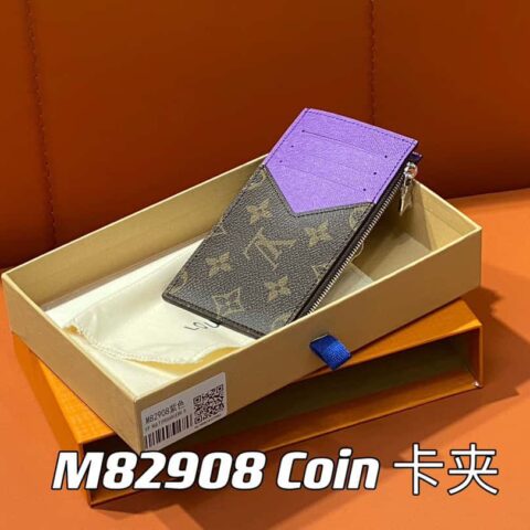 【原单精品】M82908老花紫色 卡夹钱包系列 本款 Coin 卡夹 卡包