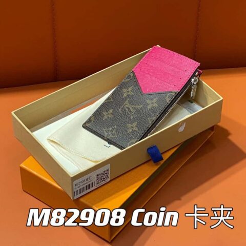 【原单精品】M82908老花梅红色  卡夹钱包系列 本款 Coin 卡夹 卡包