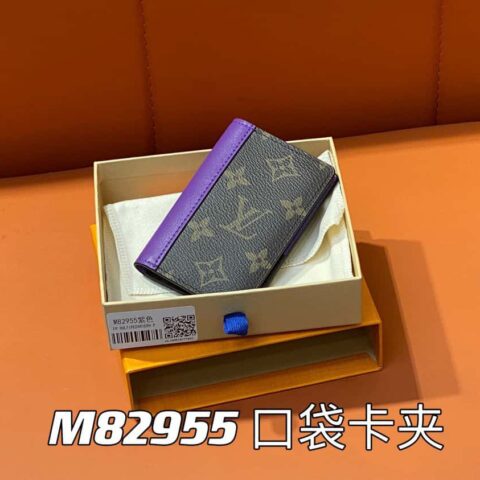 【原单精品】M82955老花紫色 卡夹钱包系列 本款 Coin 卡夹 口袋卡包
