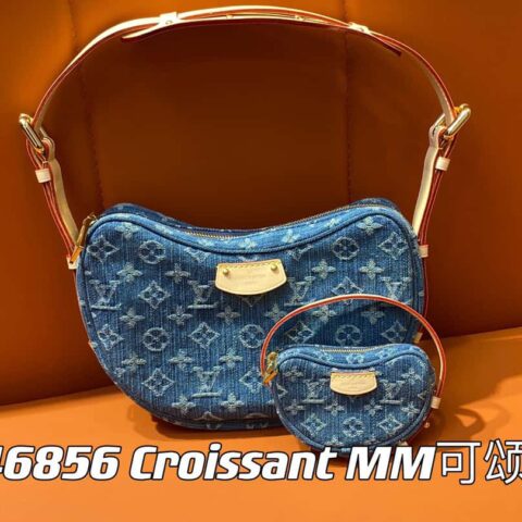 【原单精品】M46856蓝色 牛仔布碗豆包系列 Croissant MM可颂包 2024早春系列可颂包