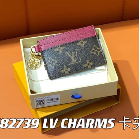 【原单精品】M82739老花紫红 卡包钱包系列 LV CHARMS 卡夹
