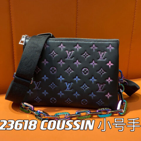 【原单精品】M23618黑色丝印 全皮链条包系列 COUSSIN 小号手袋