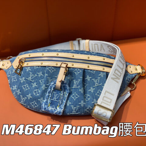 【原单精品】M46847蓝色牛仔 丹宁胸包腰包系列 最新款bumbag腰包