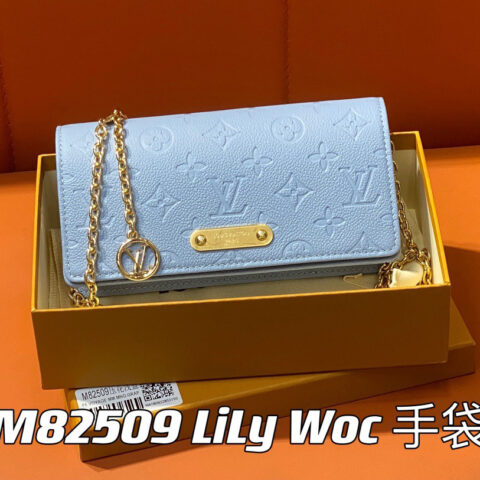 【原单精品】M82509浅蓝色 全皮压花链条包系列 链条包woc系列 LiLy Woc 手袋