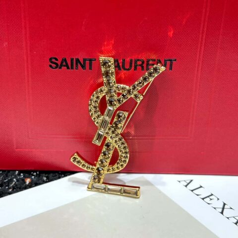 Saint Laurent圣罗兰金色YSL胸针