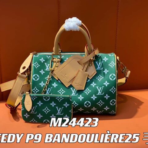 【原单精品】M24423绿色 全皮枕头包speedy系列 SPEEDY P9 BANDOULIÈRE25 手袋