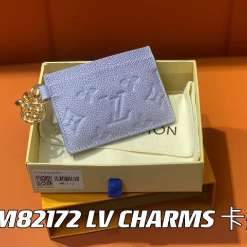【原单精品】M82171浅紫色 全皮 M82739 卡包钱包系列 LV CHARMS 卡夹