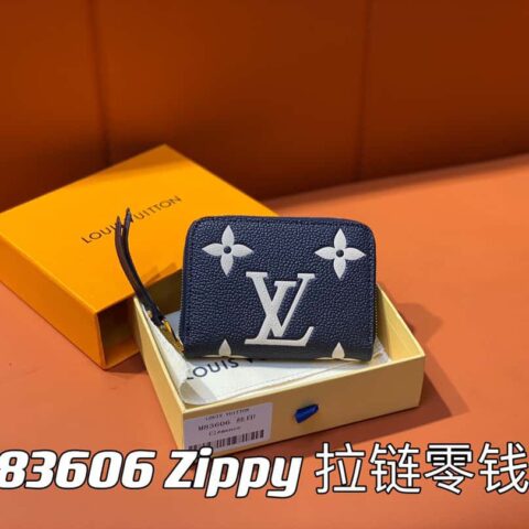 【原单精品】M83606海军蓝丝印 拉链零钱包钱包系列 Zippy 拉链零钱包