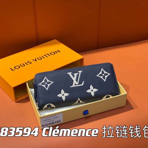 【原单精品】M83594深蓝丝印 全皮拉链钱包系列 Clémence拉链钱包