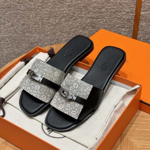 Hermès 183kelly拖凉鞋 Gigi50 黑色/CK89/Noir/Himalaya/蜥蜴原色