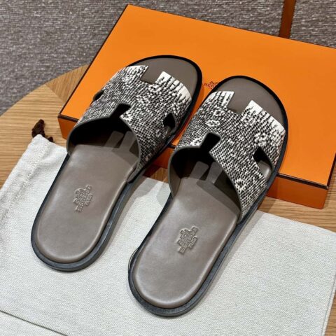 Hermès 182男士拖鞋 Men’s slippers 蜥蜴原色/Himalaya🦎