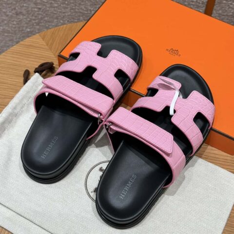 Hermès 225 CHYPRE SANDAL 老舅鞋 樱花粉/5P/pink 鳄鱼/alligator🐊